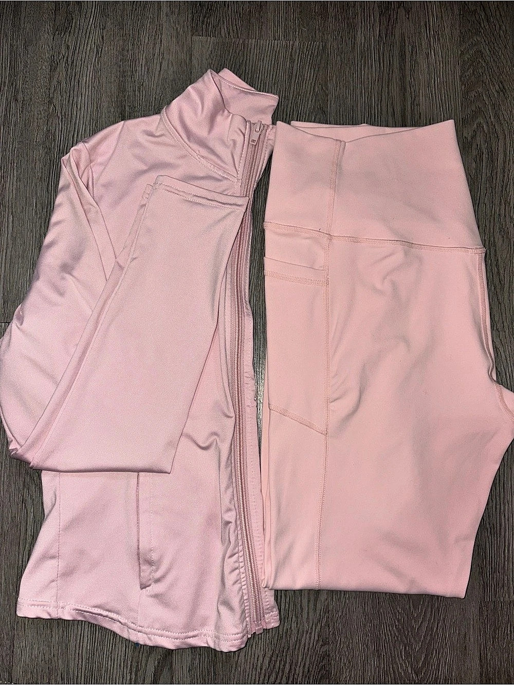Charlotte Russe Refuge Athletics Pastel Blush Pink 2 Piece Jacket Leggings Set